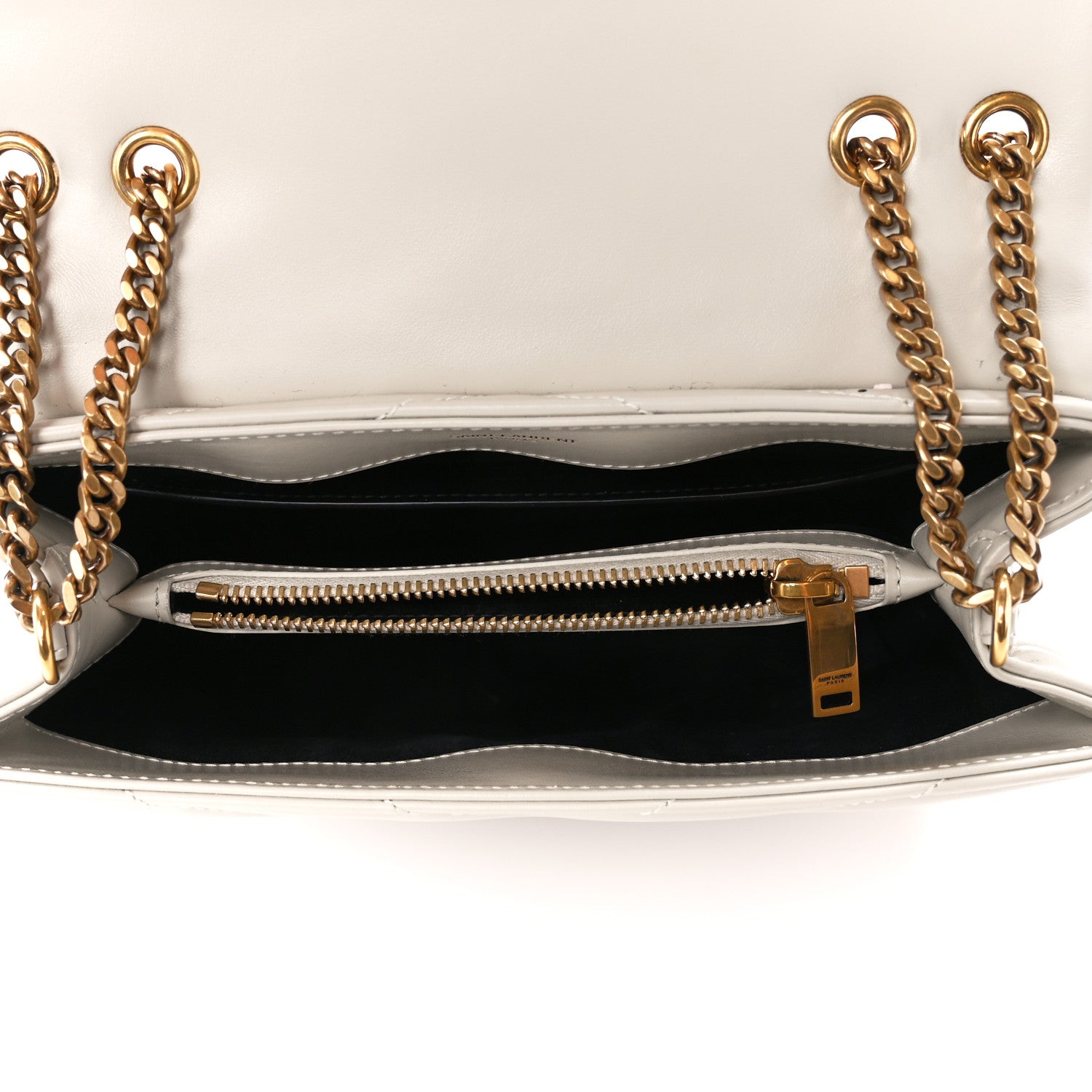 Saint Laurent Calfskin Y Quilted Monogram Small Loulou Chain Satchel Crema Soft 5 of 11