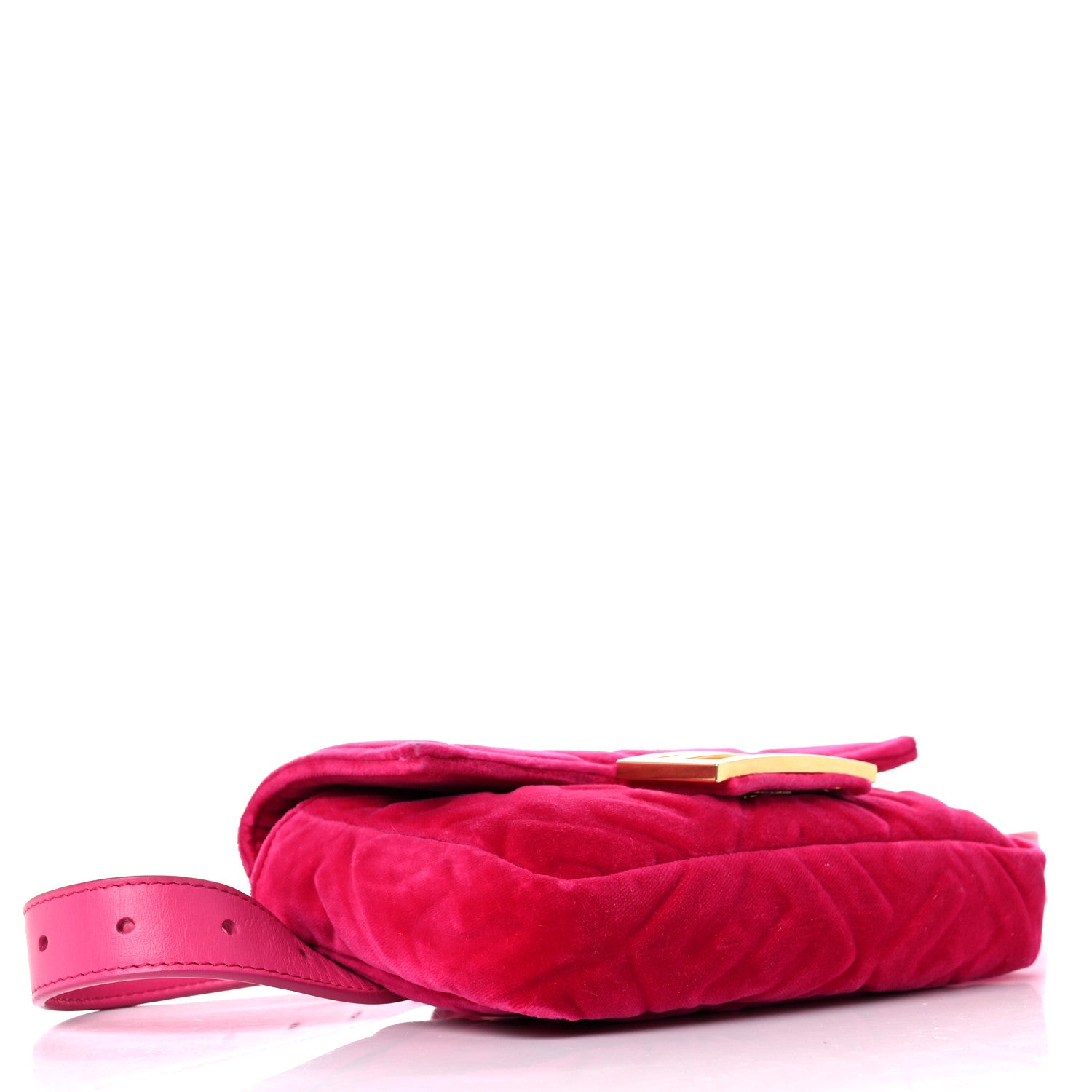 Fendi Velvet FF Embossed Hip Belt Baguette Bag Fuxia 4 of 16