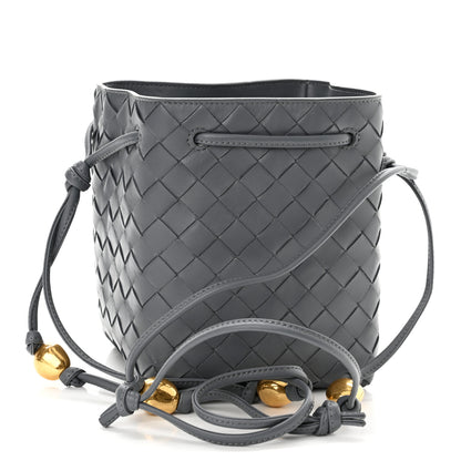 Bottega Veneta Nappa Intrecciato Small Drawstring Bucket Bag Thunder 3 of 9