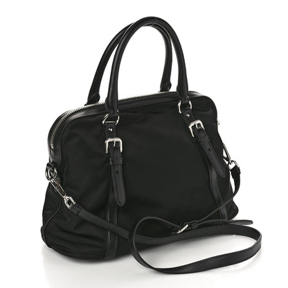 Prada Tessuto Nylon Calfskin Dome Satchel Black 2 of 8