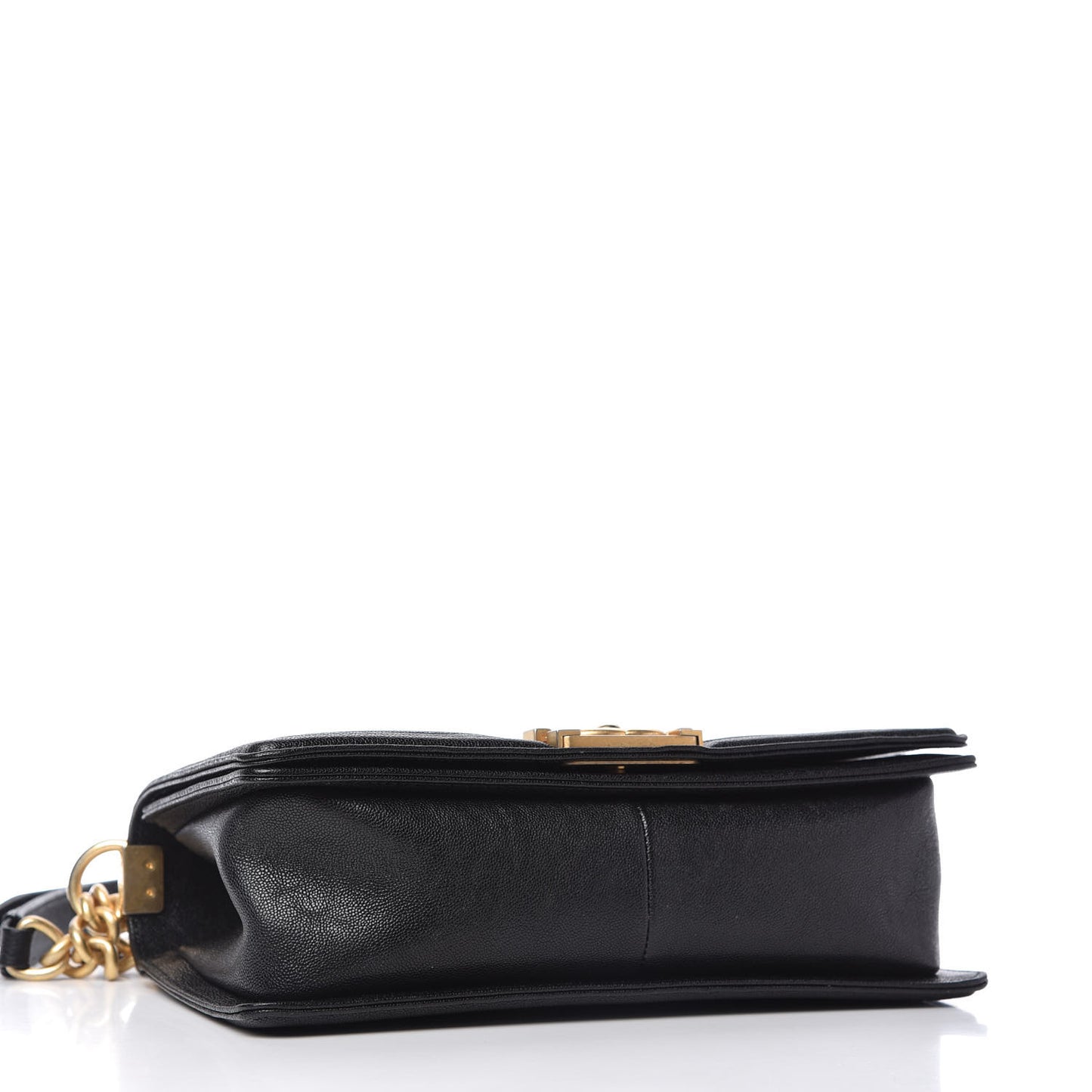 Caviar Chevron Quilted Medium Boy Flap Black