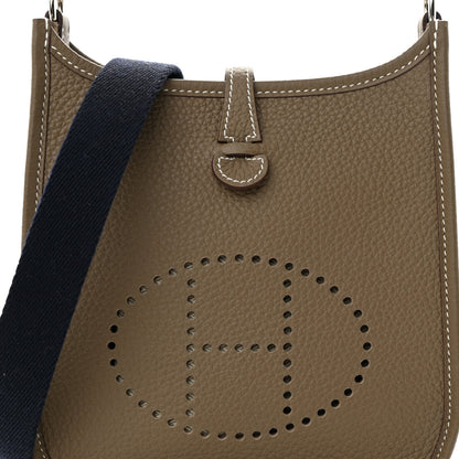 Hermes Taurillon Clemence Amazone Evelyne TPM Etoupe Bleu Indigo 8 of 10