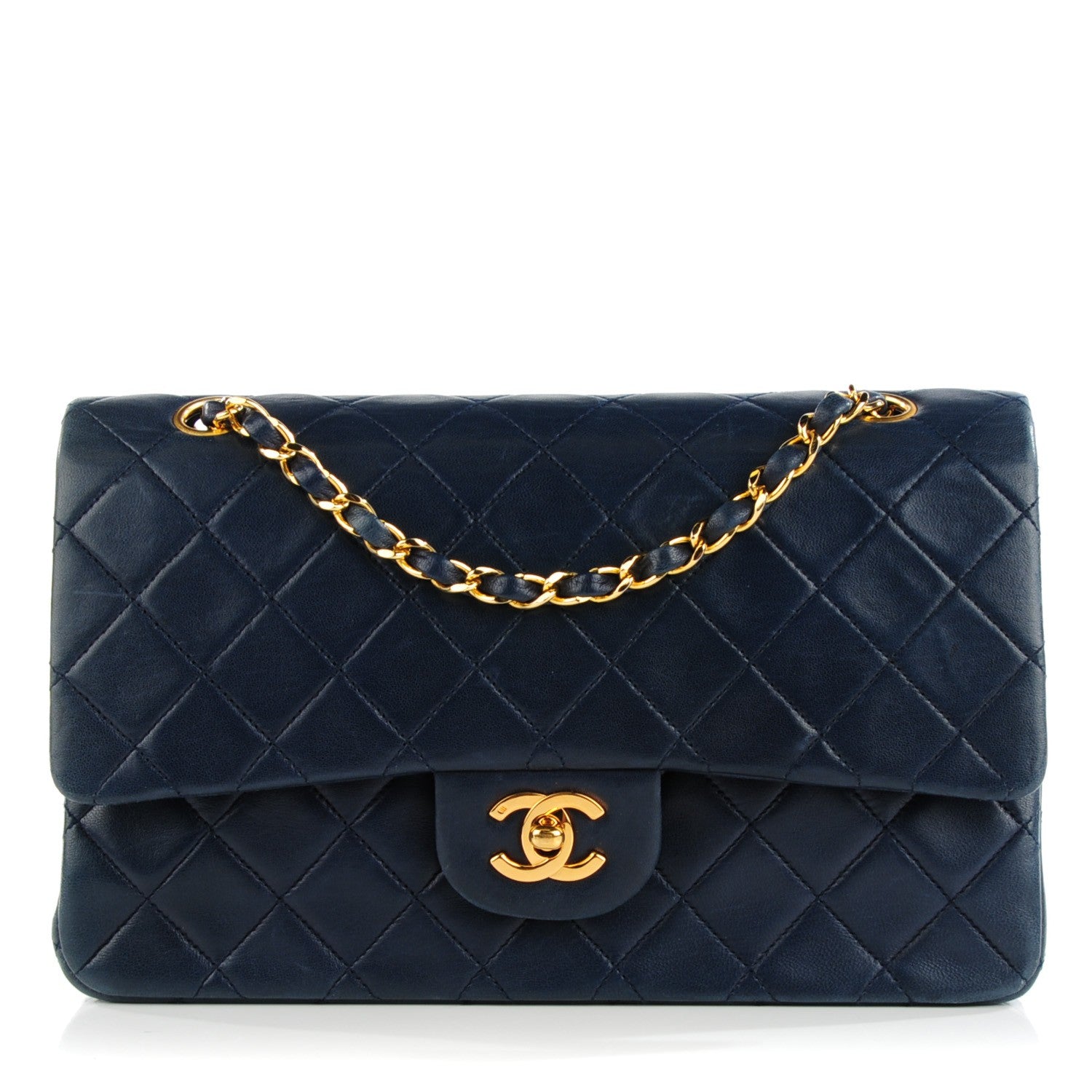 Chanel Lambskin Quilted Medium Double Flap Navy 1 of 8