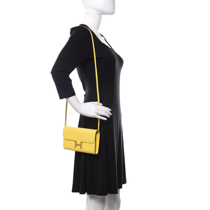 Hermes Ostrich Constance Long Wallet To Go Jaune Citron 2 of 11