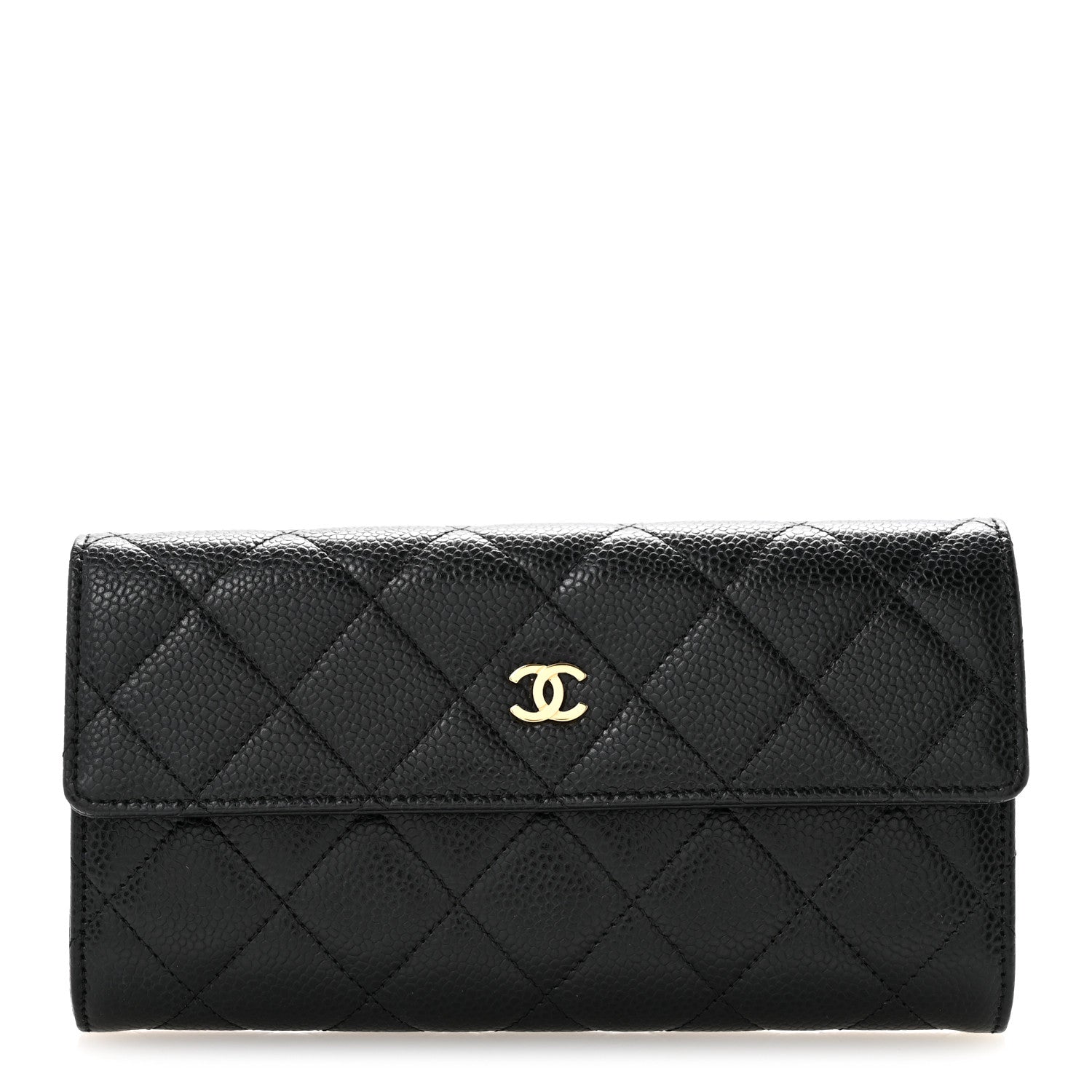 Chanel Caviar Quilted Large Gusset Flap Wallet Black 1 of 11