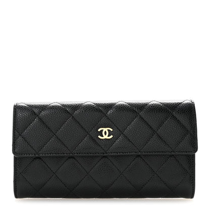 Chanel Caviar Quilted Large Gusset Flap Wallet Black 1 of 11