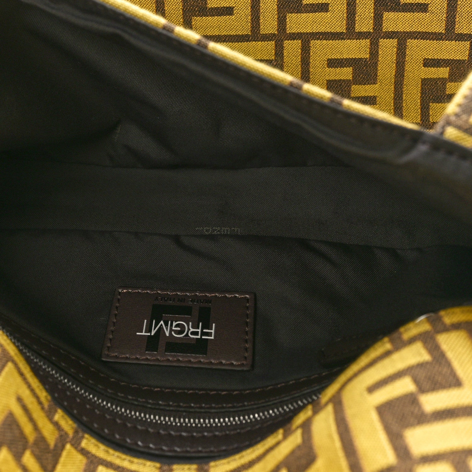Fendi x FRGMT Woven Fabric Jacquard FF Embroidered Baguette Foldable Tote Mimosa 7 of 14