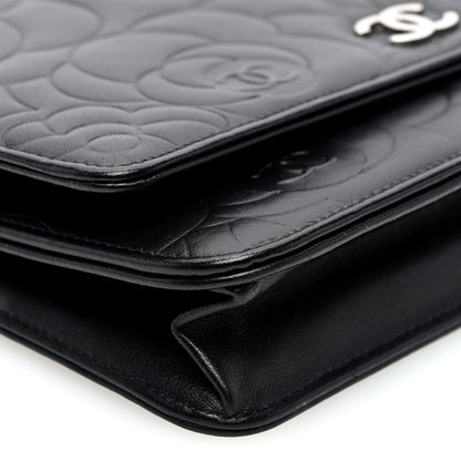Chanel Lambskin Camellia Embossed Wallet on Chain WOC 9 of 10