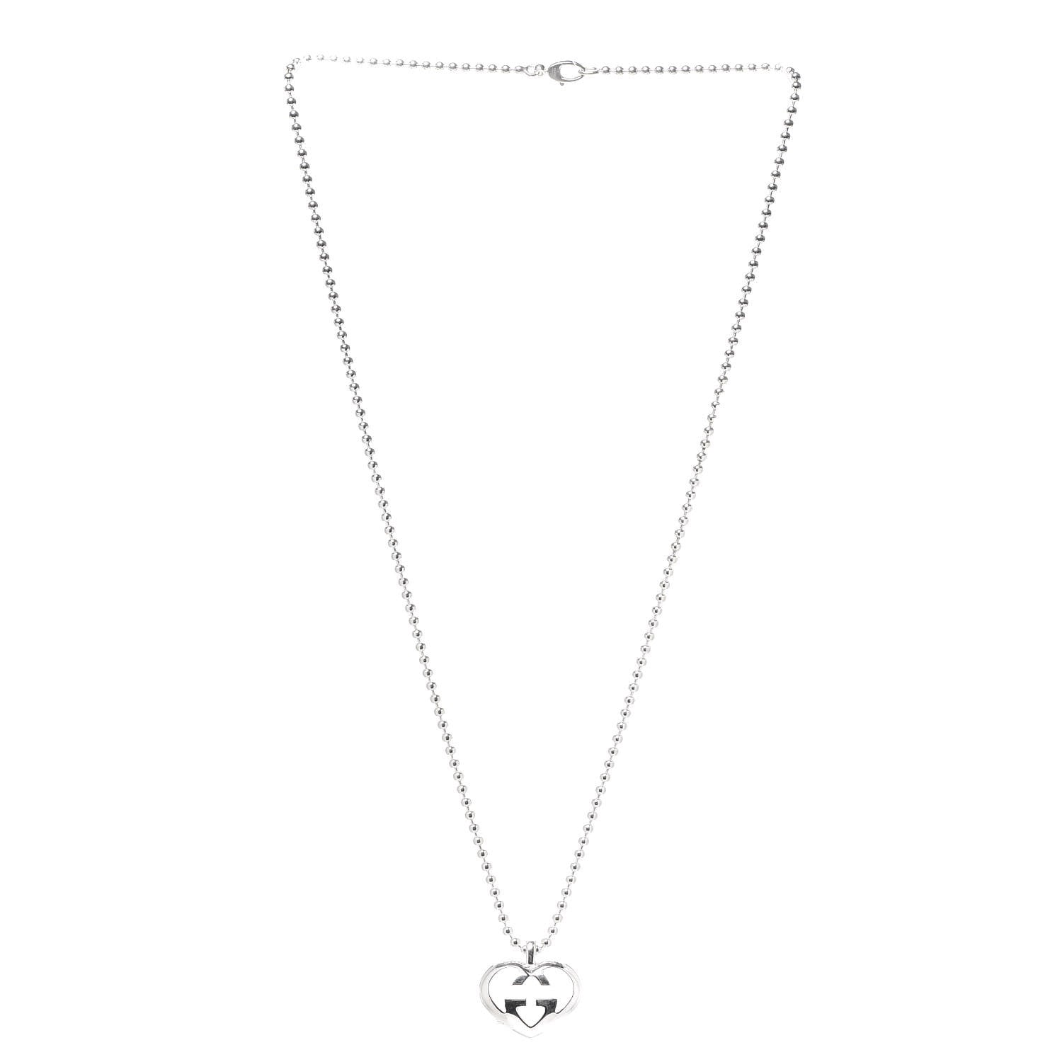 Gucci Sterling Silver Britt Heart Pendant Necklace 3 of 5