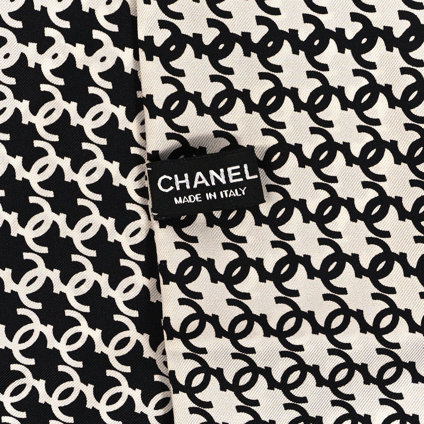 Silk CC Bandeau Scarf Black White