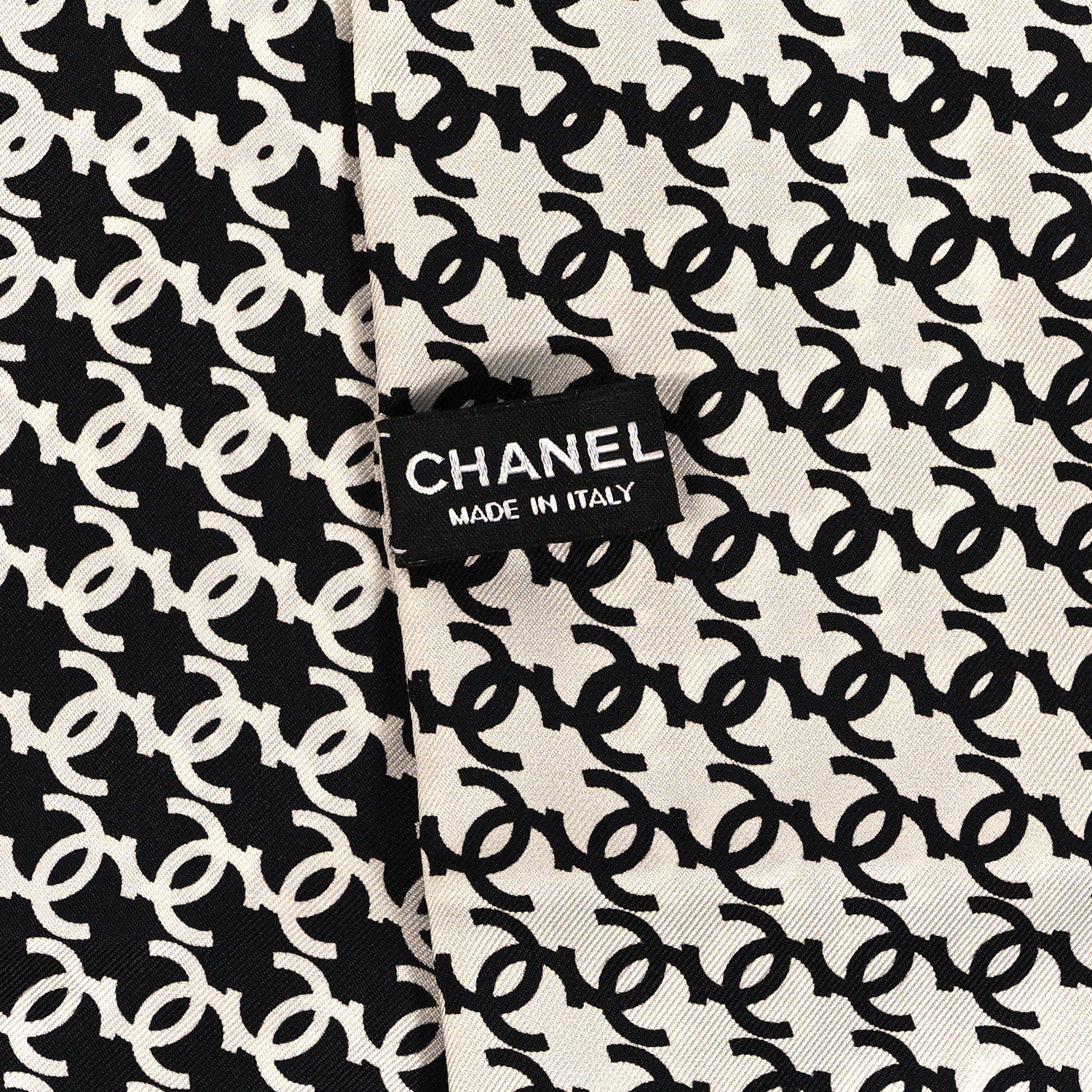 Chanel Silk CC Bandeau Scarf Black White 3 of 3