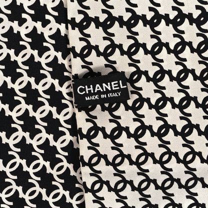 Chanel Silk CC Bandeau Scarf Black White 3 of 3