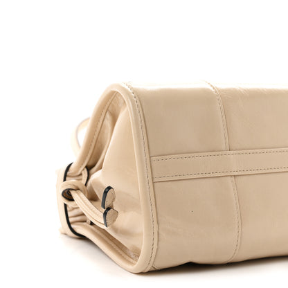 Prada Glossy Calfskin Triangle Medium Bonnie Shoulder Bag Travertine 9 of 10
