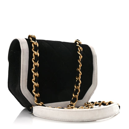 Chanel Velvet Quilted Mini Place Vendome Flap Black White 3 of 12