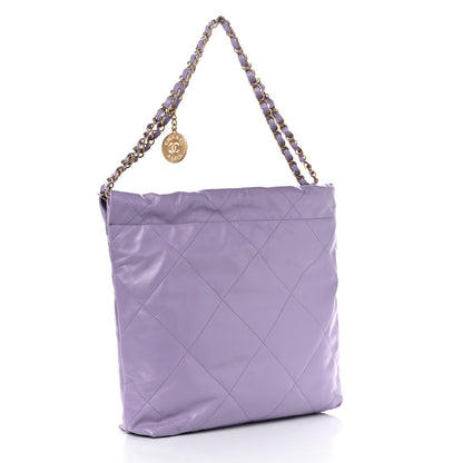 Chanel Shiny Calfskin Quilted Small Chanel 22 Light Purple 4 of 11