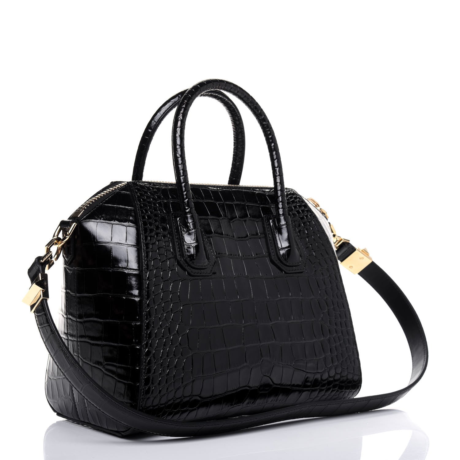 Givenchy Calfskin Crocodile Embossed Small Antigona Black 4 of 17