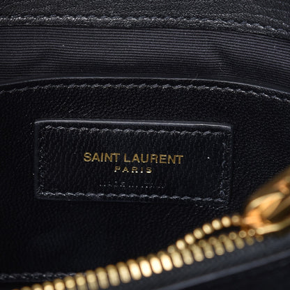 Saint Laurent Sheepskin Matelasse Chevron Monogram Medium College Bag Black 6 of 7