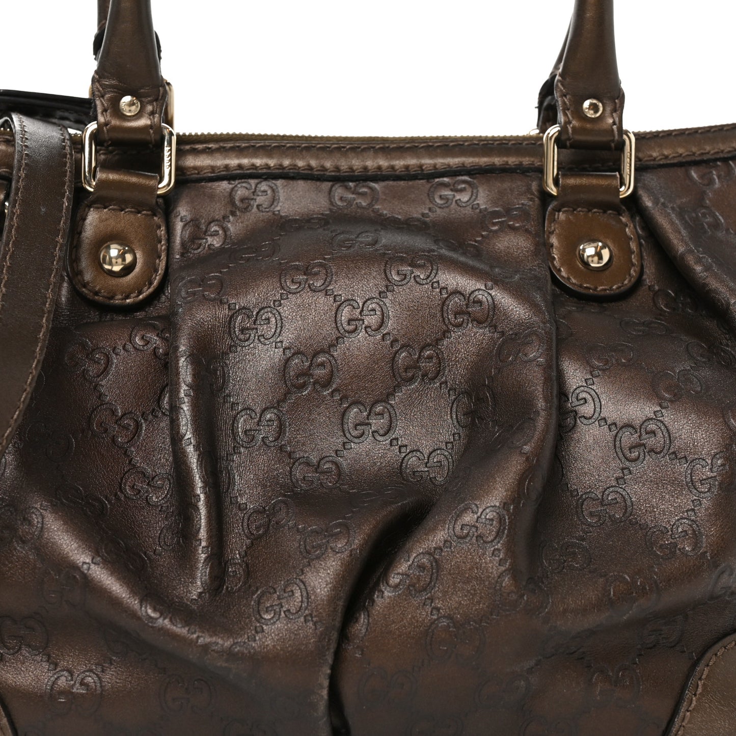Metallic Soft Guccissima Medium Sukey Top Handle Bag Bronze