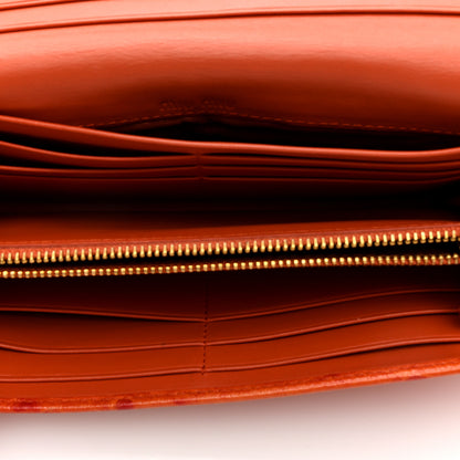 Miu Miu Ostrich Madras Flap Wallet Orange 5 of 6
