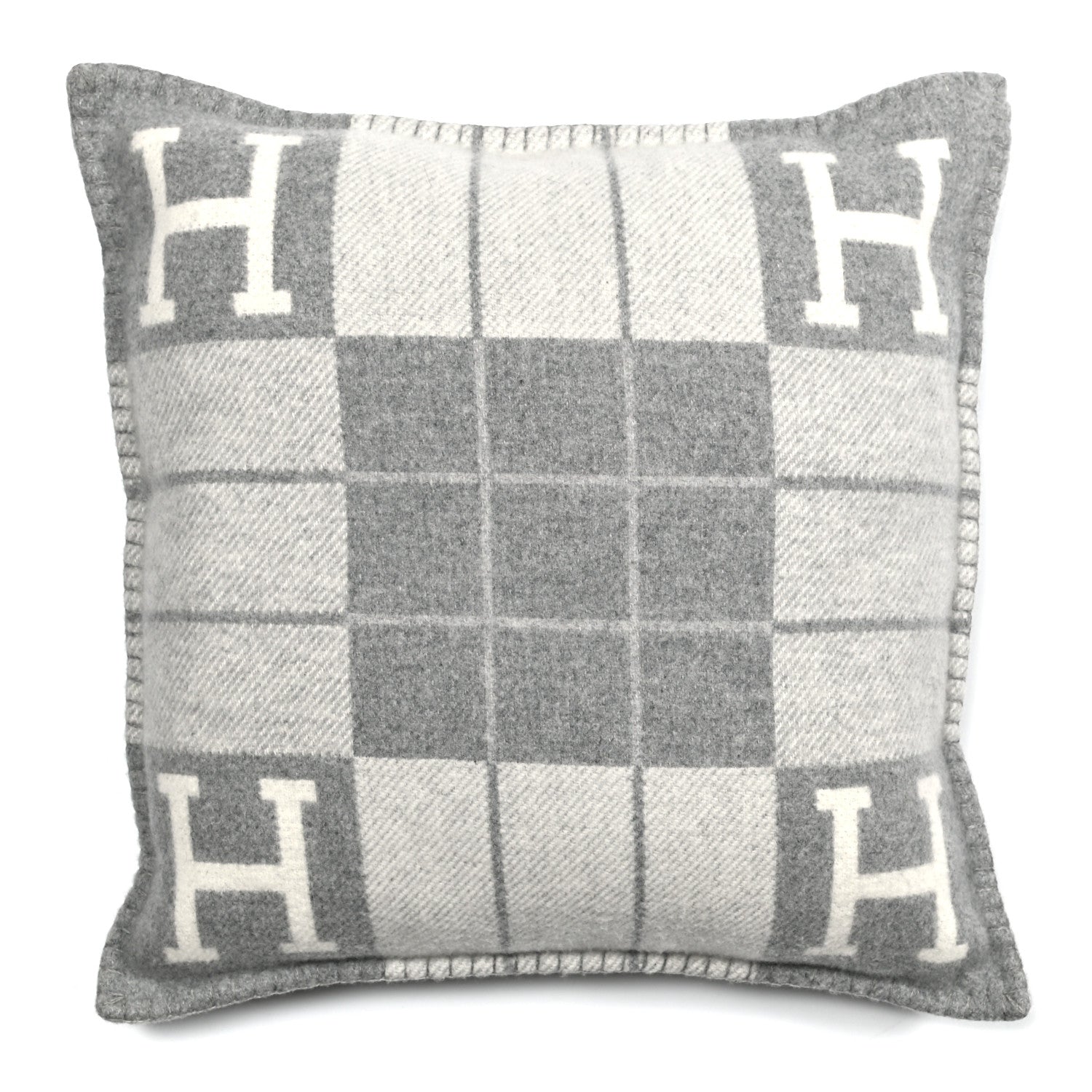 Hermes Wool Cashmere Avalon III Pillow PM Ecru Gris Clair 2 of 3