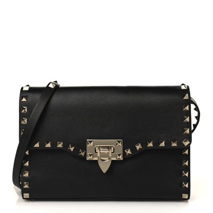 Valentino Garavani Vitello Medium Rockstud Flip Lock Crossbody Bag Black 1 of 8