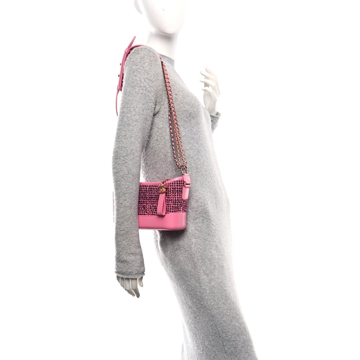 Tweed Calfskin Small Gabrielle Hobo Pink
