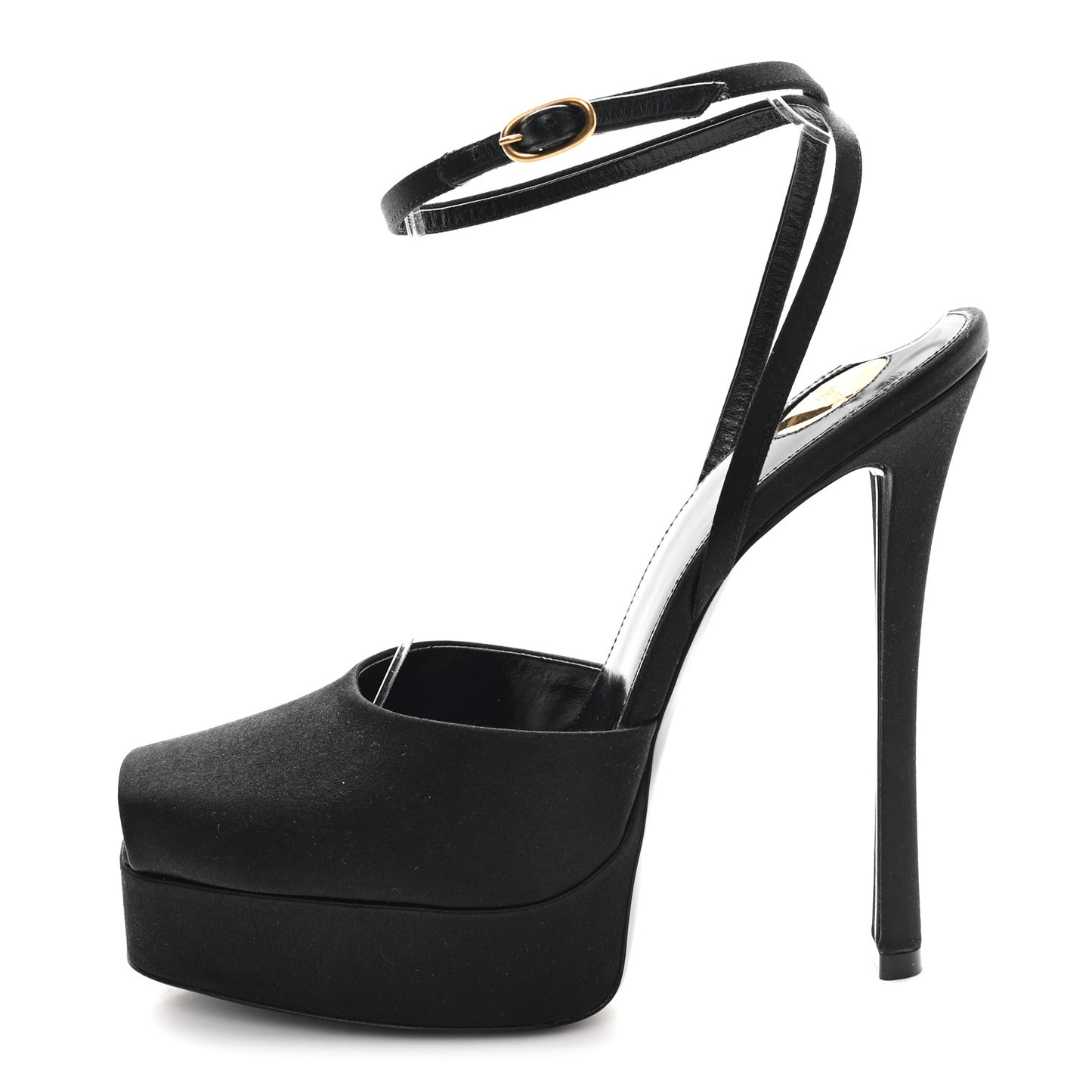 Crepe Satin Liberat Platform Sandals 38.5 Black