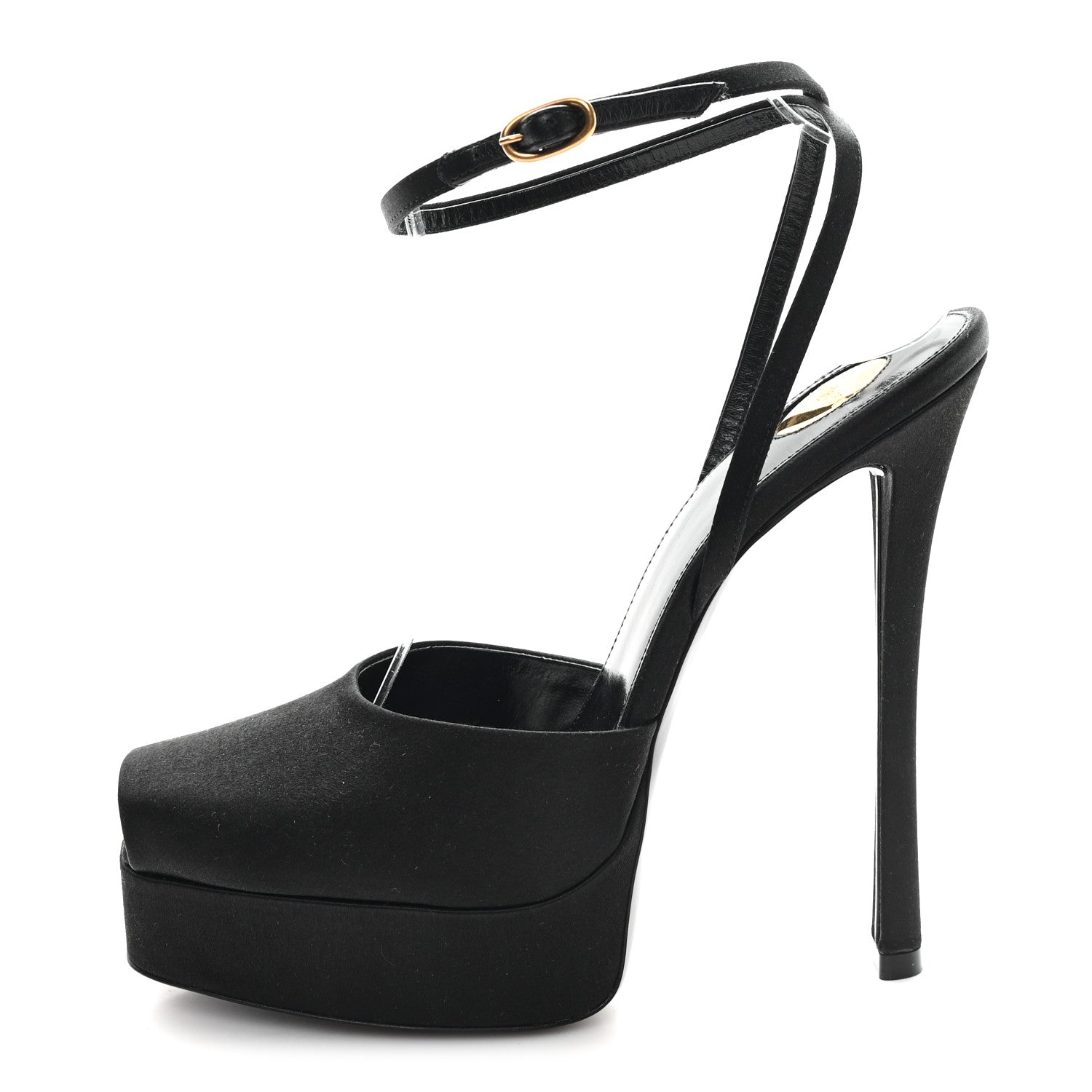 Saint Laurent Crepe Satin Liberat Platform Sandals 38.5 Black 1 of 8