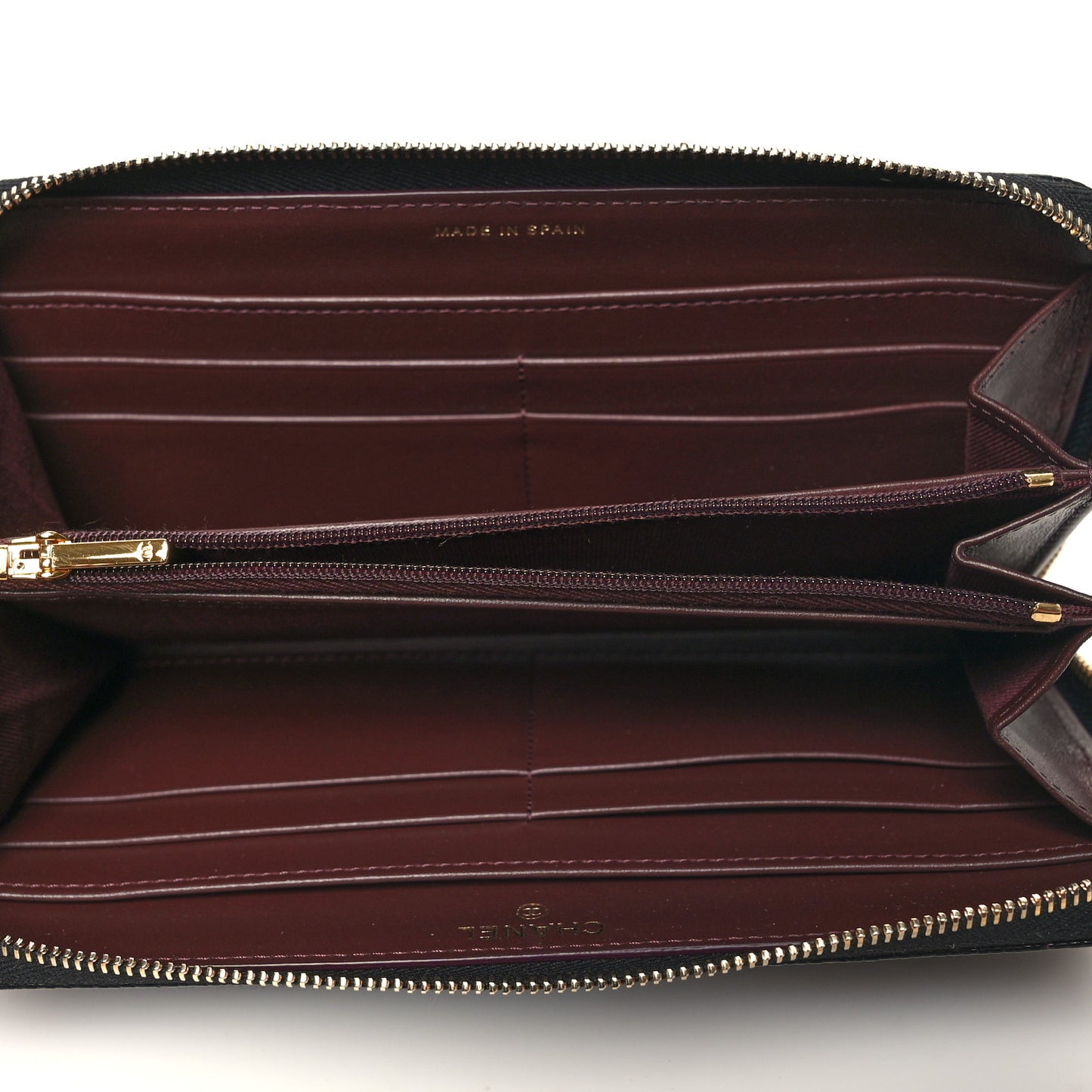Caviar Quilted Large Gusset Zip Around Wallet Black