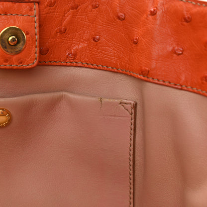 Prada Ostrich Double Zip Tote Papaya 14 of 18