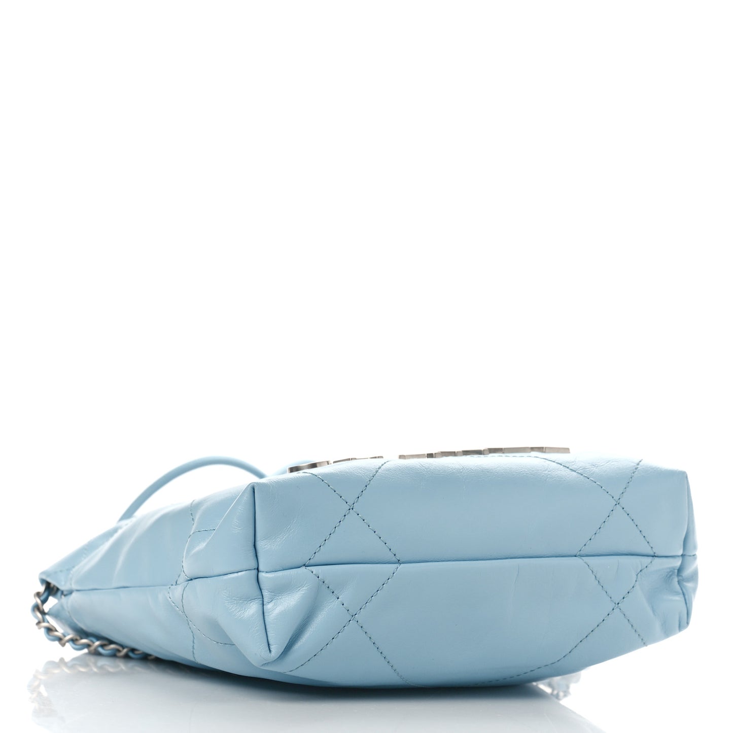 Shiny Calfskin Quilted Mini Chanel 22 Light Blue
