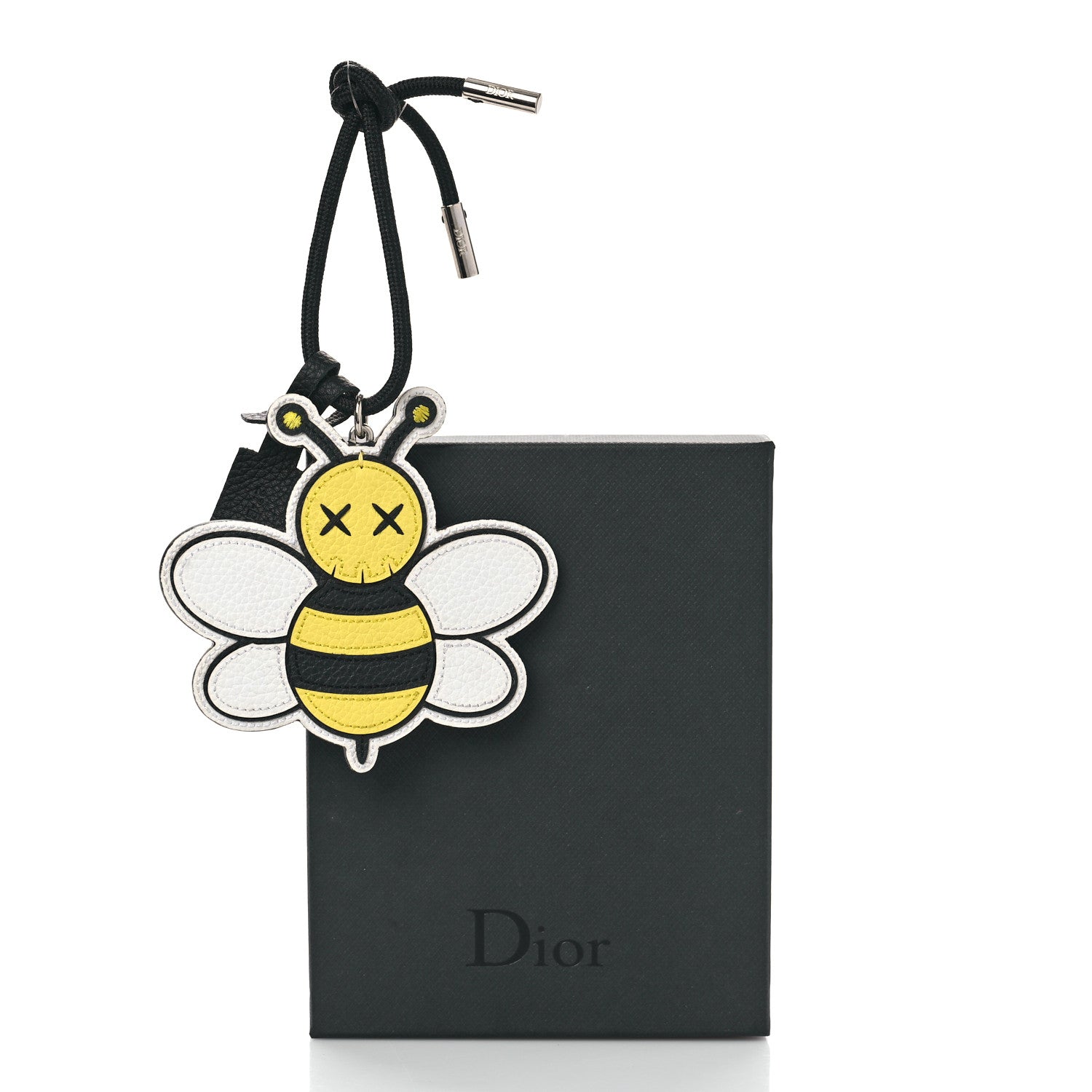 Christian Dior x KAWS Grained Calfskin Bee Charm Key Ring Yellow 4 of 4