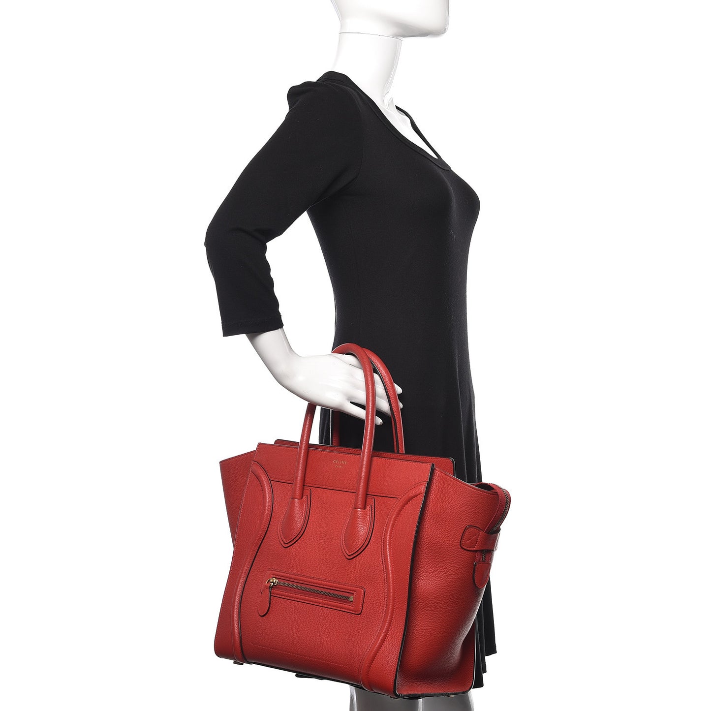 Drummed Calfskin Mini Luggage Red