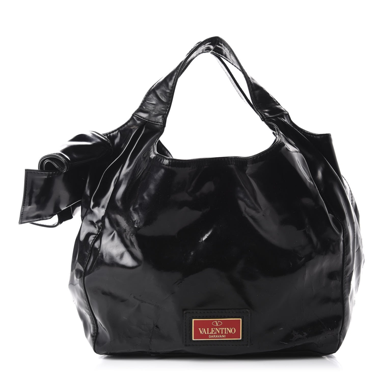 Valentino Garavani Patent Lacca Large Nuage Bow Hobo Black 1 of 15