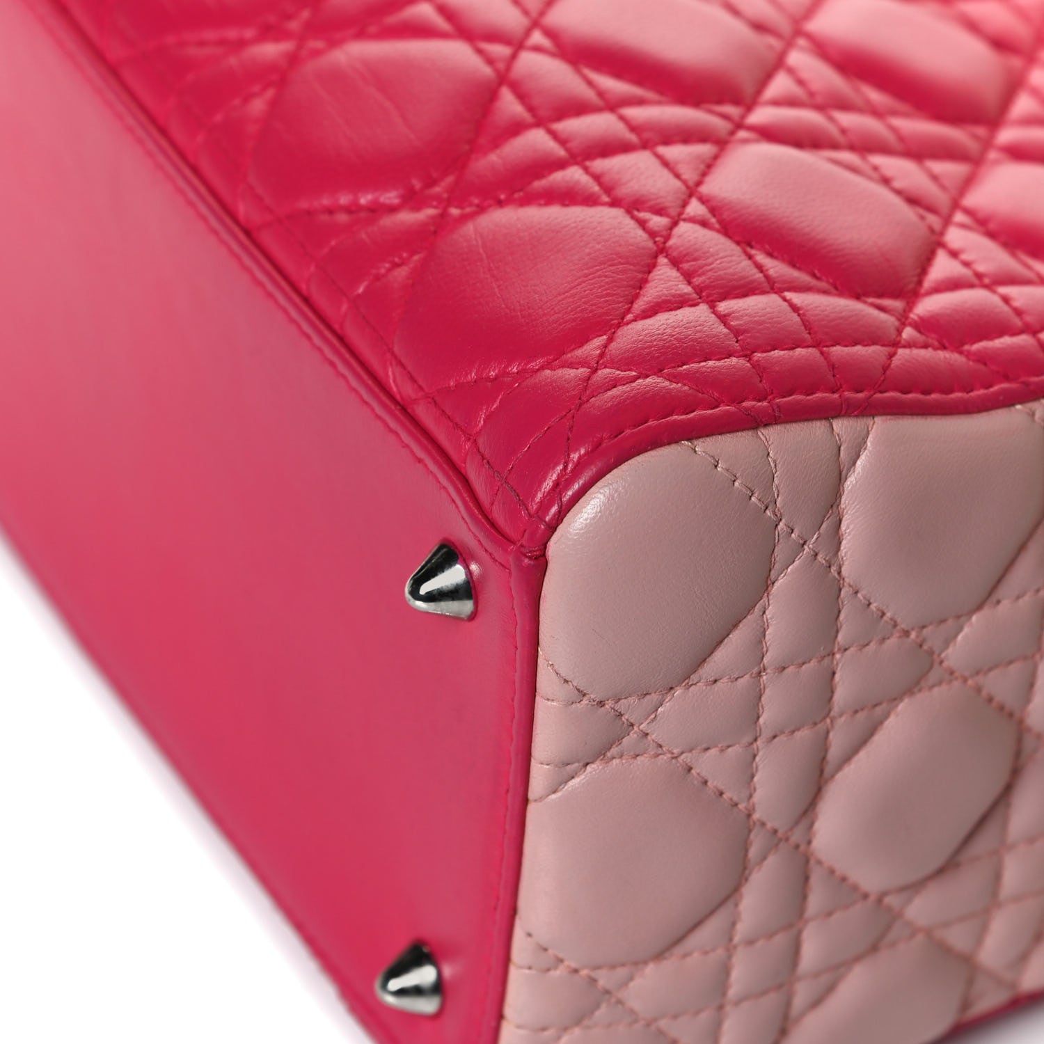 Christian Dior Lambskin Cannage Tri-Color Medium Lady Dior Orange Riviera Fuchsia Cosmopolitan Lipstick Natural 11 of 16