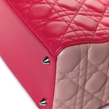 Christian Dior Lambskin Cannage Tri-Color Medium Lady Dior Orange Riviera Fuchsia Cosmopolitan Lipstick Natural 11 of 16