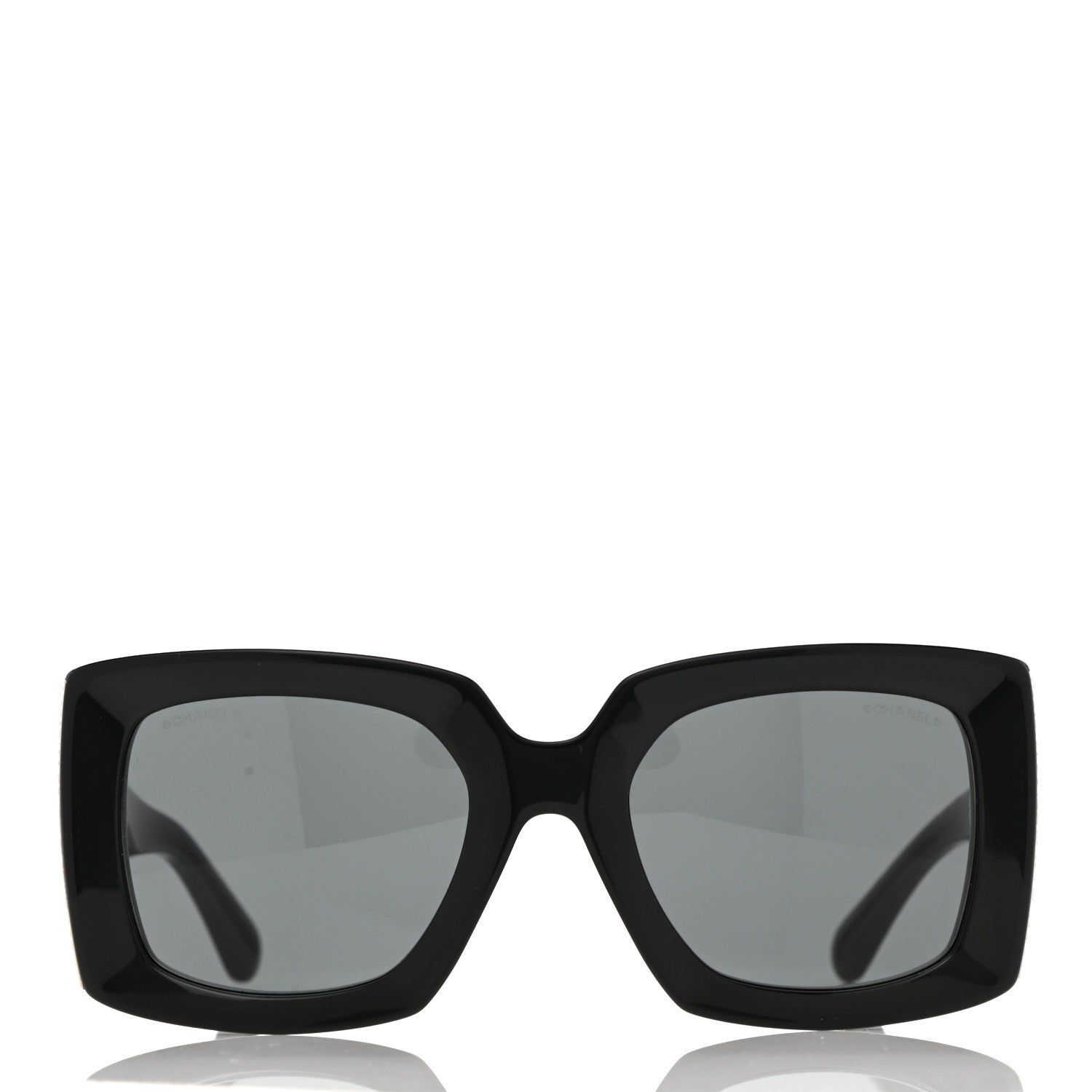 Chanel Acetate Rectangle Sunglasses 5435 Black Grey 2 of 8