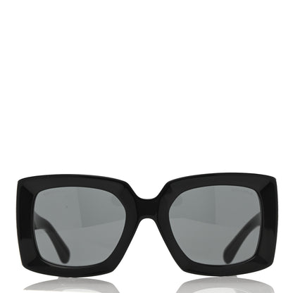 Chanel Acetate Rectangle Sunglasses 5435 Black Grey 2 of 8