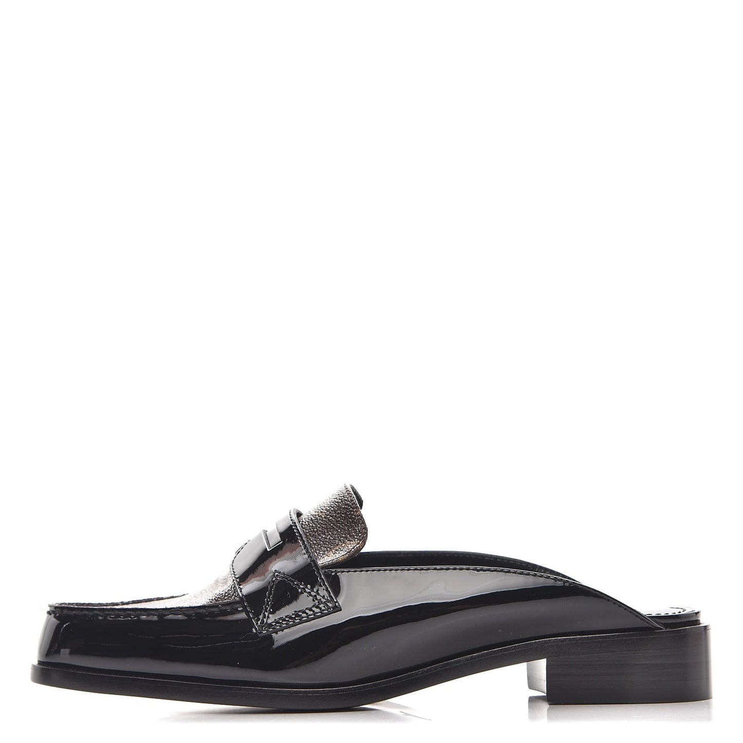 Monogram Patent Academy Open Back Loafers 37.5 Black