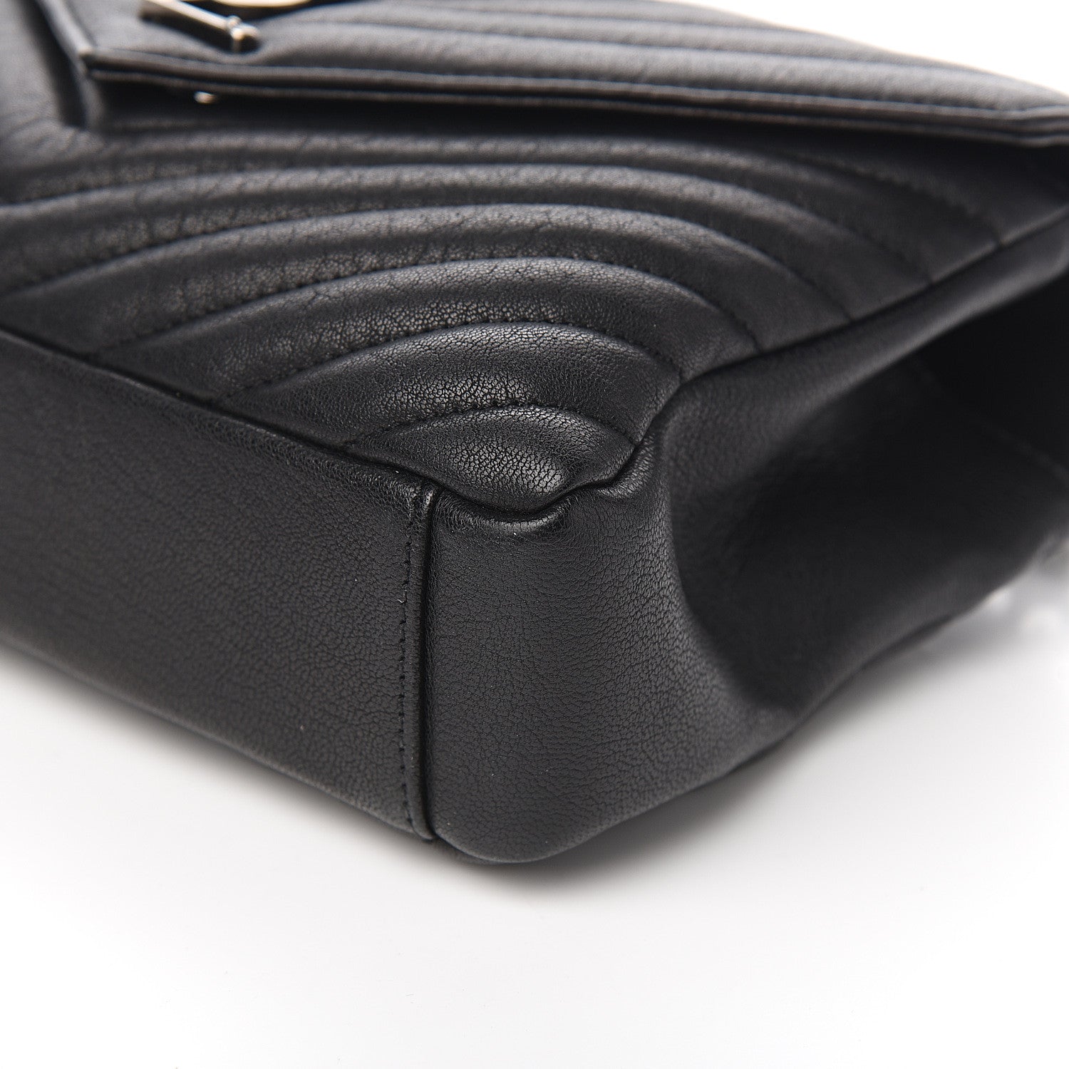 Saint Laurent Sheepskin Matelasse Chevron Monogram Medium College Bag Black 10 of 11