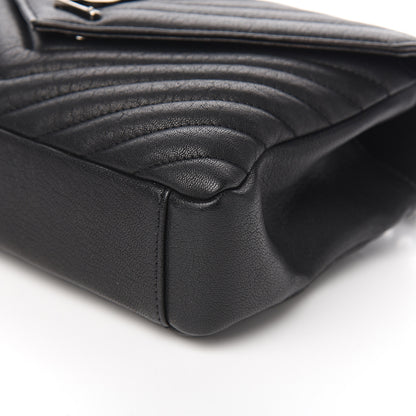 Saint Laurent Sheepskin Matelasse Chevron Monogram Medium College Bag Black 10 of 11