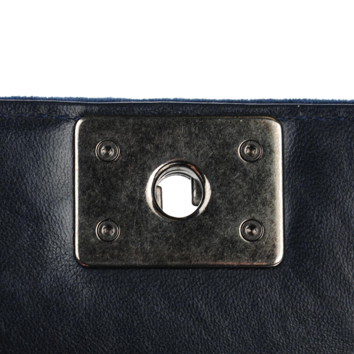 Velvet Quilted Mini Boy Flap Navy
