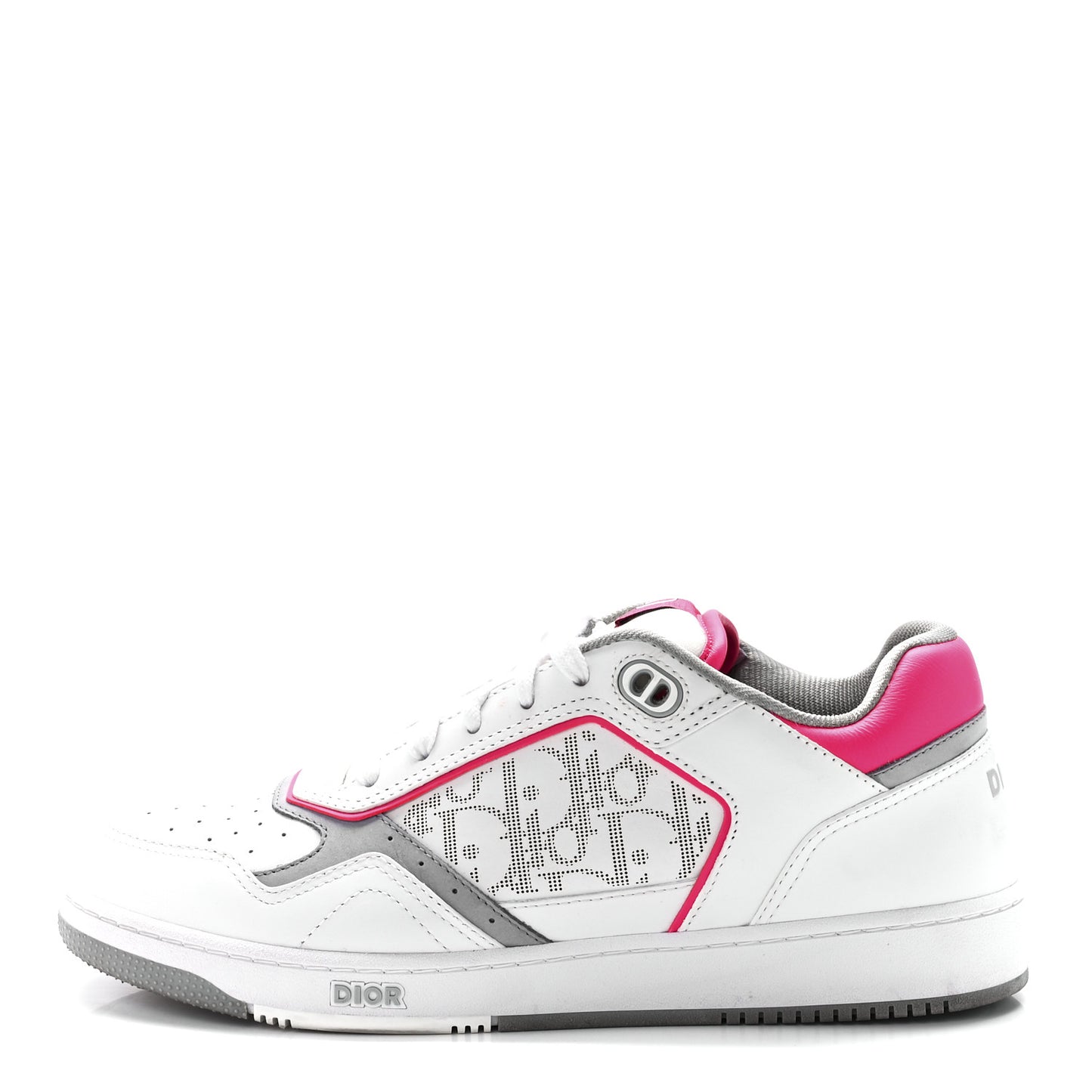 Smooth Calfskin Oblique Galaxy Perforated Mens B27 Low Top Sneakers 40 White Neon Pink