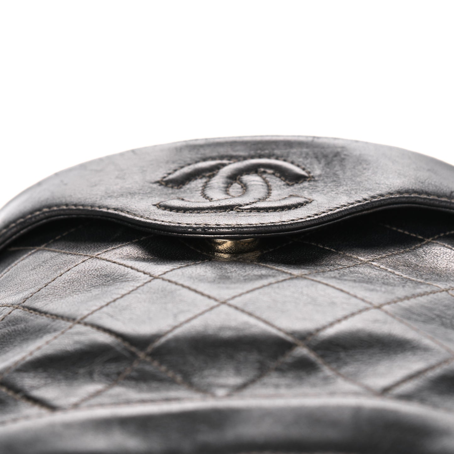 Metallic Lambskin Quilted Tassel Shoulder Bag Dark Grey