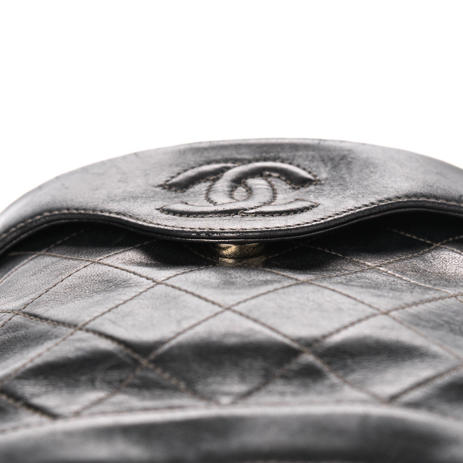 Chanel Metallic Lambskin Quilted Tassel Shoulder Bag Dark Grey 11 of 11
