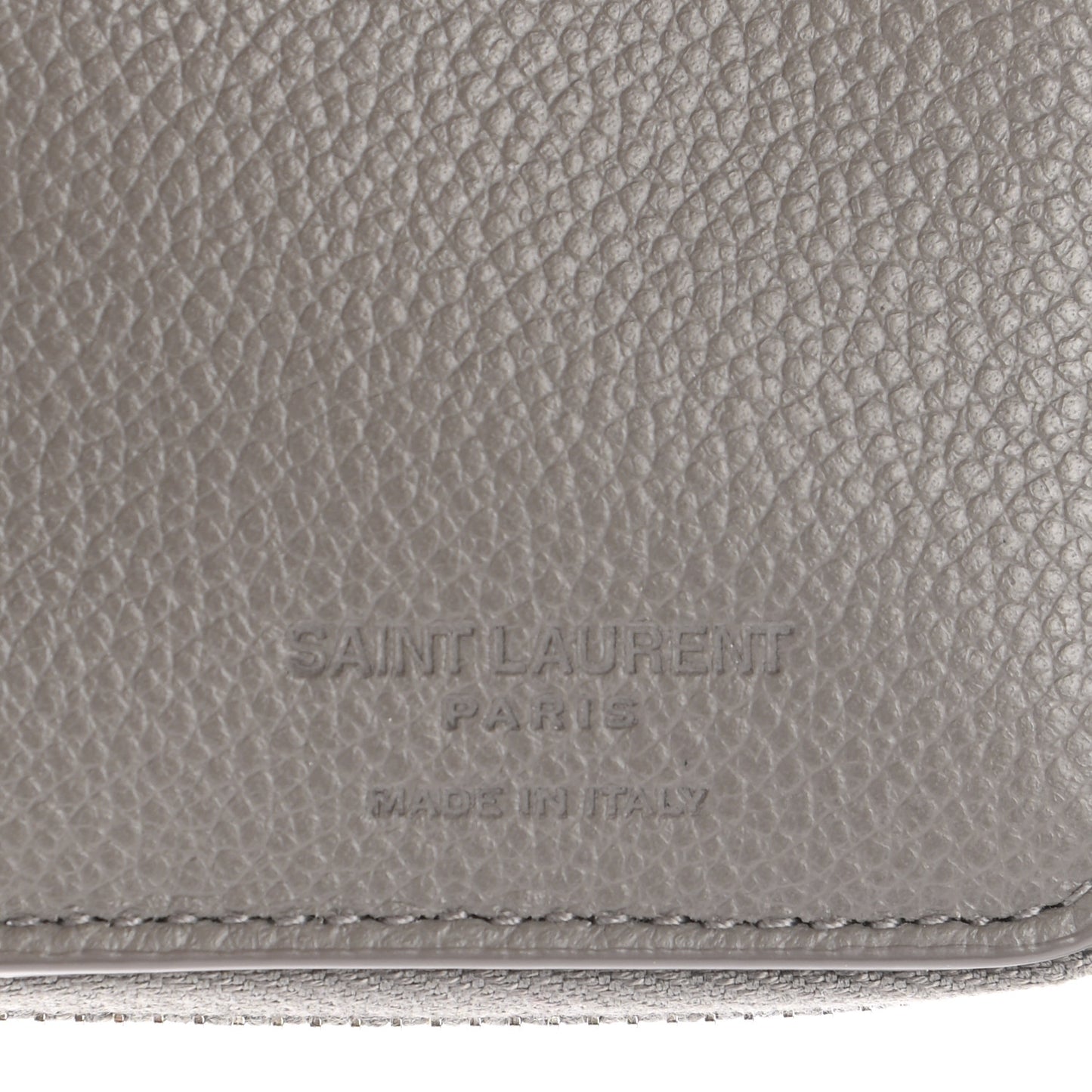 Grained Calfskin Rive Gauche Compact Zip Around Wallet Fog