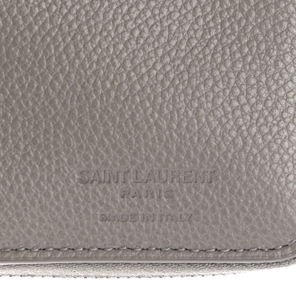 Saint Laurent Grained Calfskin Rive Gauche Compact Zip Around Wallet Fog 7 of 8