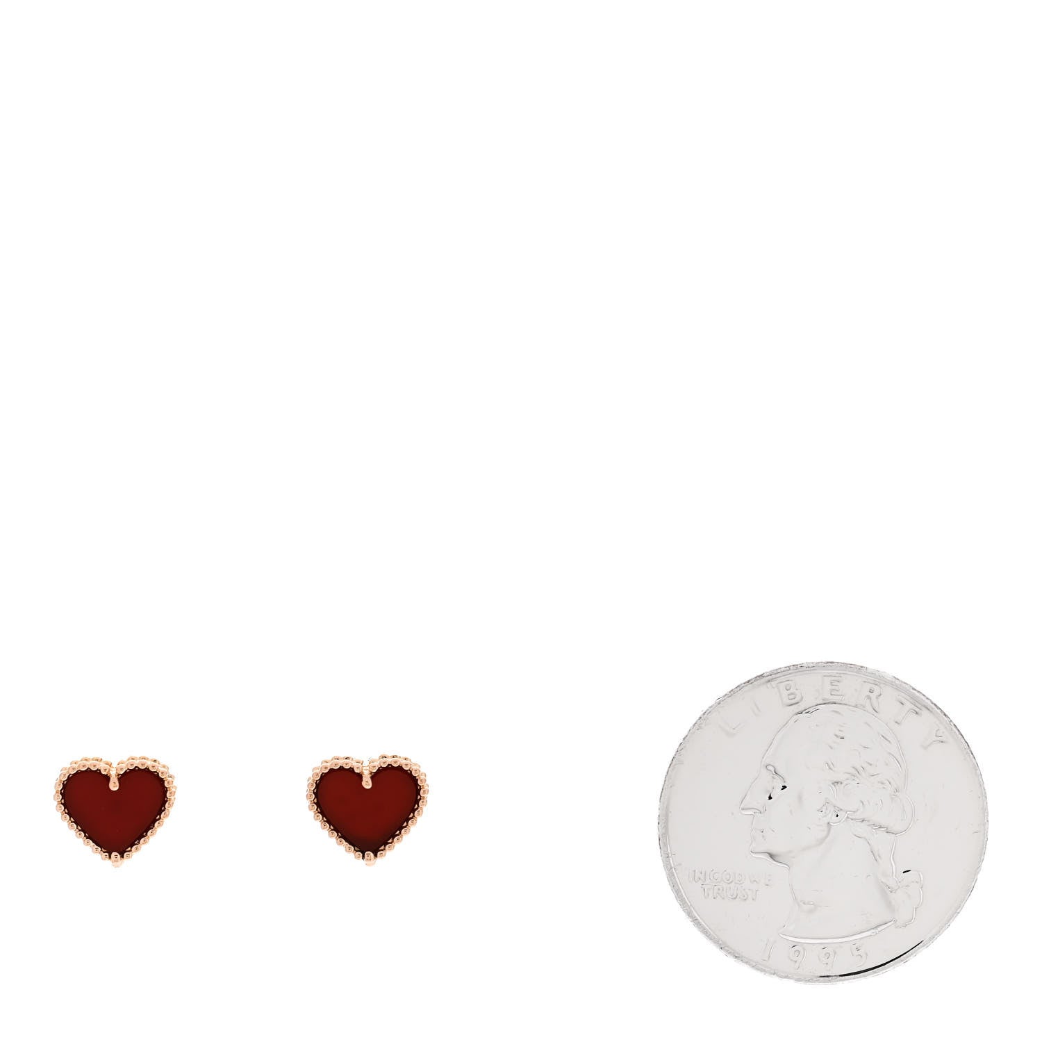 Van Cleef & Arpels 18K Rose Gold Carnelian Sweet Alhambra Heart Earrings 2 of 4