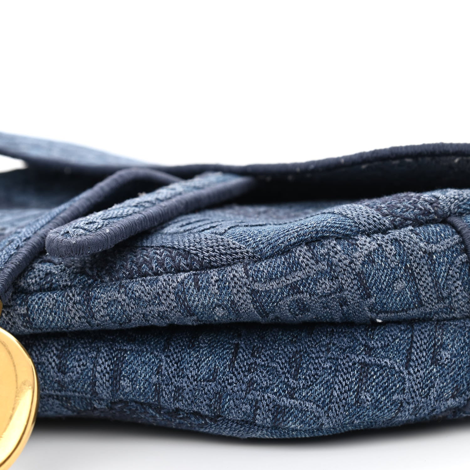 Christian Dior Oblique Embroidered Saddle Bag Denim Blue 10 of 11