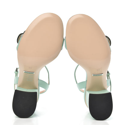 Gucci Lifford Calfskin GG Marmont Ankle Wrap 75mm Sandals 35 Water Green 5 of 8